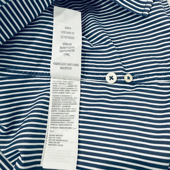Abercrombie & Fitch Button Down Shirt Blue White Stripe Men's Medium Muscle EUC - Picture 10 of 11